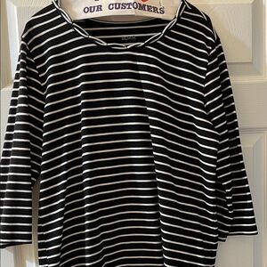 Blair Black and White Striped Long Sleeve Top